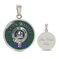 Clan Wood Crest & Tartan Pendant Necklace