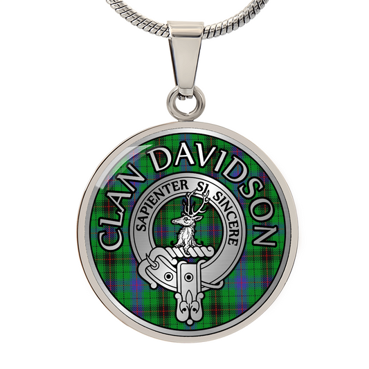 Clan Davidson Crest & Tartan Necklace