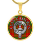Clan Cameron Crest & Tartan Pendant Necklace