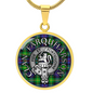 Clan Farquharson Crest & Tartan Pendant Necklace