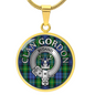 Clan Gordon Crest & Tartan Pendant Necklace