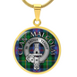 Clan Malcolm Crest & Tartan Pendant Necklace