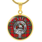 Clan Stewart Crest & Tartan Pendant Necklace