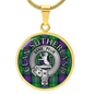 Clan Sutherland Crest & Tartan Pendant Necklace