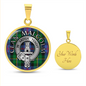 Clan Malcolm Crest & Tartan Pendant Necklace