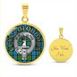 Clan Colquhoun Crest & Tartan Pendant Necklace