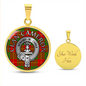 Clan Cameron Crest & Tartan Pendant Necklace