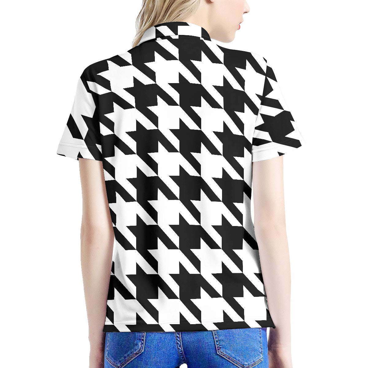 Two Tone Houndstooth Women's Polo Shirt