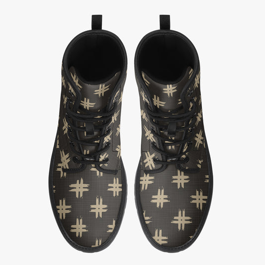 Japanese Wagara - Igeta Charcoal - PU Leather Boots