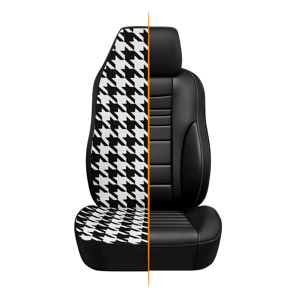 Two Tone Houndstooth Waterproof car front seat cover (with airbag hole)