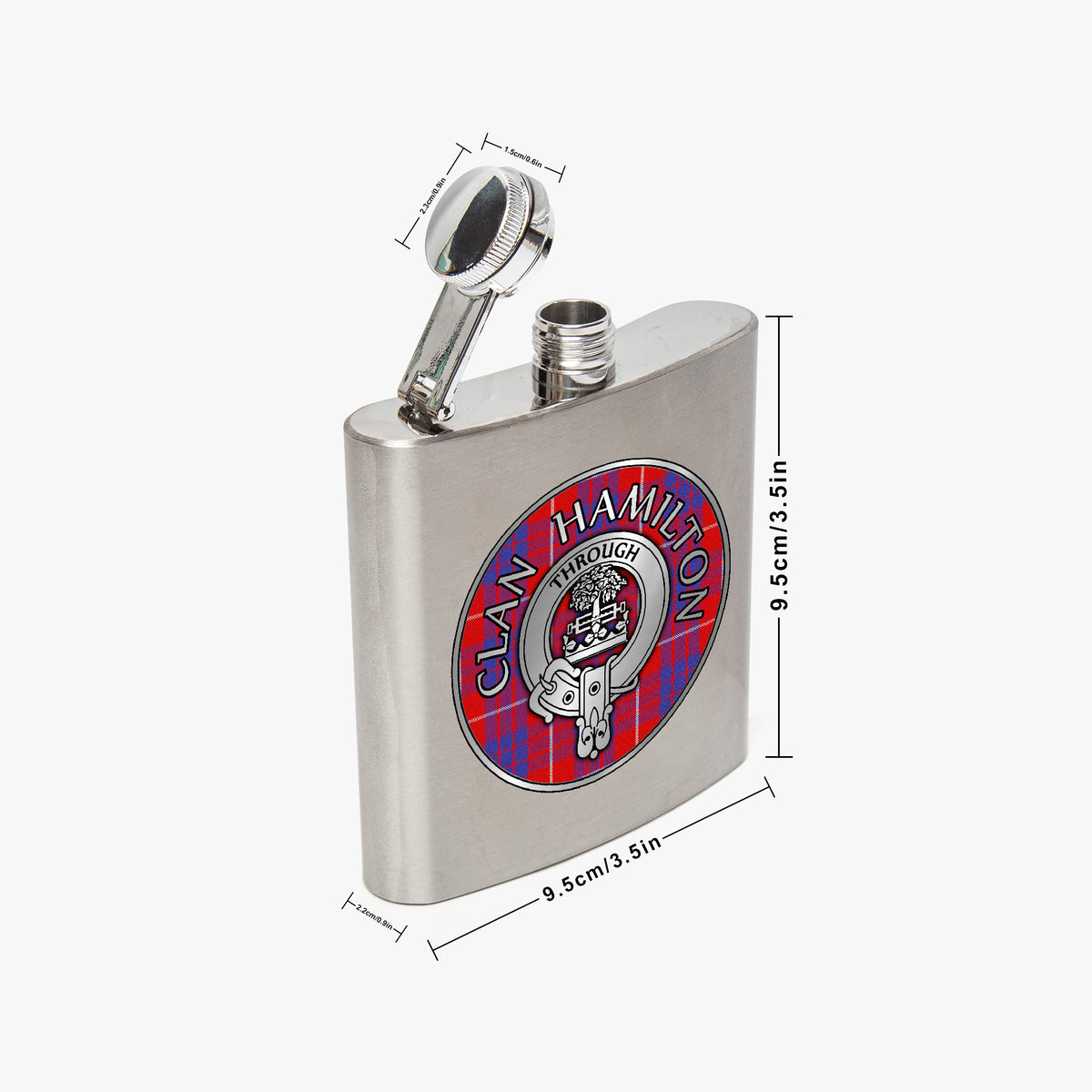 Clan Hamilton Crest & Tartan 7oz Stainless Steel Hip Flask