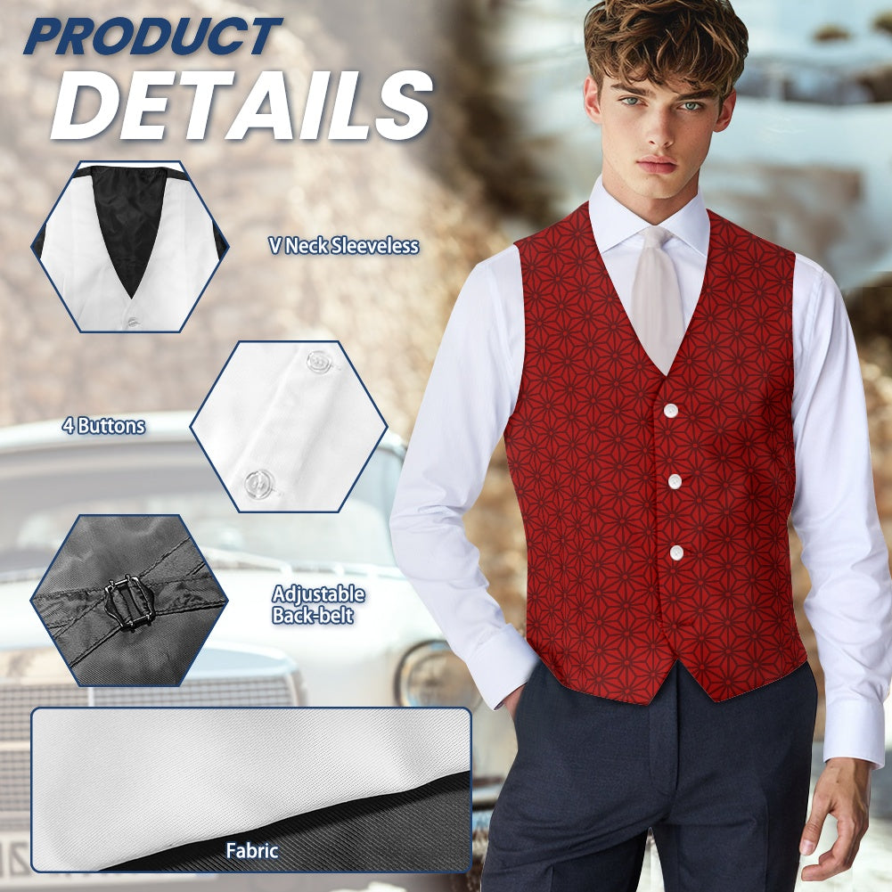 Wagara - Asanoha Red Suit vest jacket