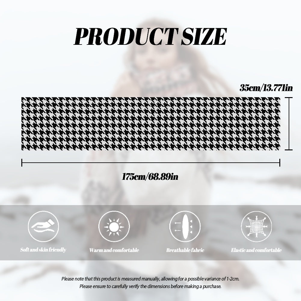 Two Tone Houndstooth Fluffy scarf