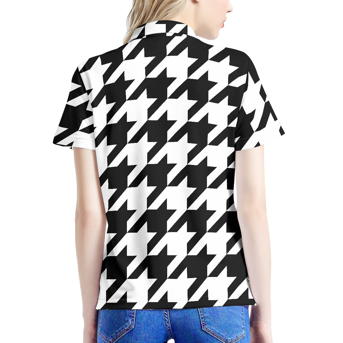 Two Tone Houndstooth Women's Polo Shirt
