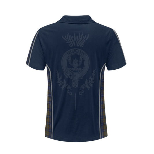 Clan Douglas Brown Tartan & Black Douglas Crest Polo