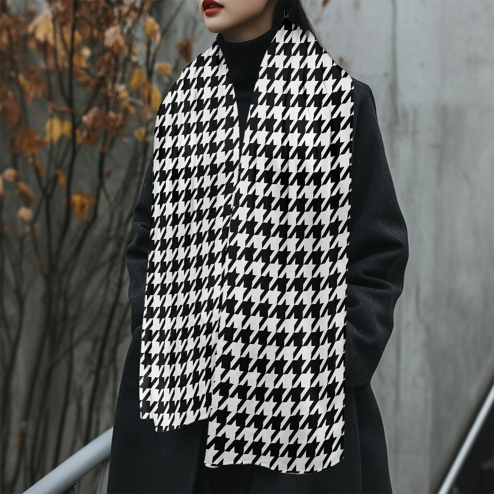 Two Tone Houndstooth Fluffy scarf
