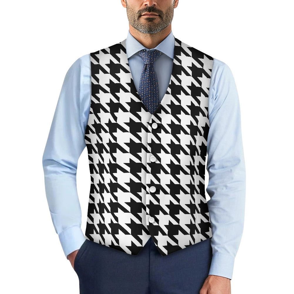 Two Tone Houndstooth Suit vest jacket