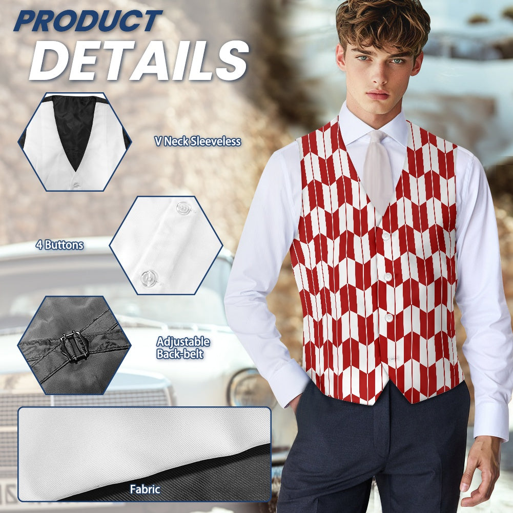 Wagara - Yagasuri Red/White Suit vest jacket