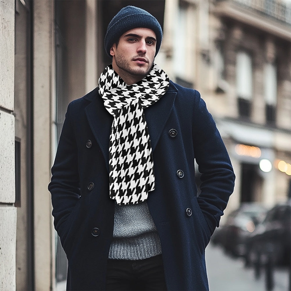 Two Tone Houndstooth Fluffy scarf