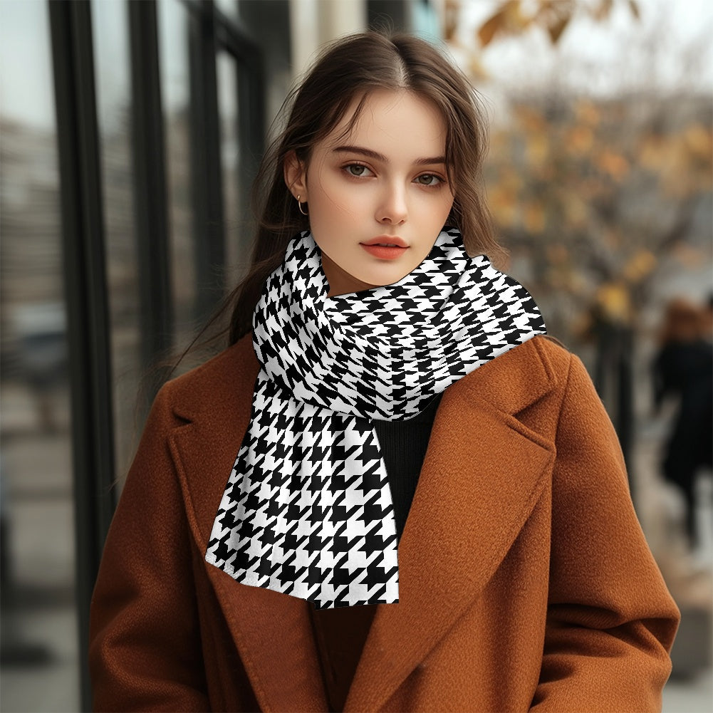 Two Tone Houndstooth Fluffy scarf