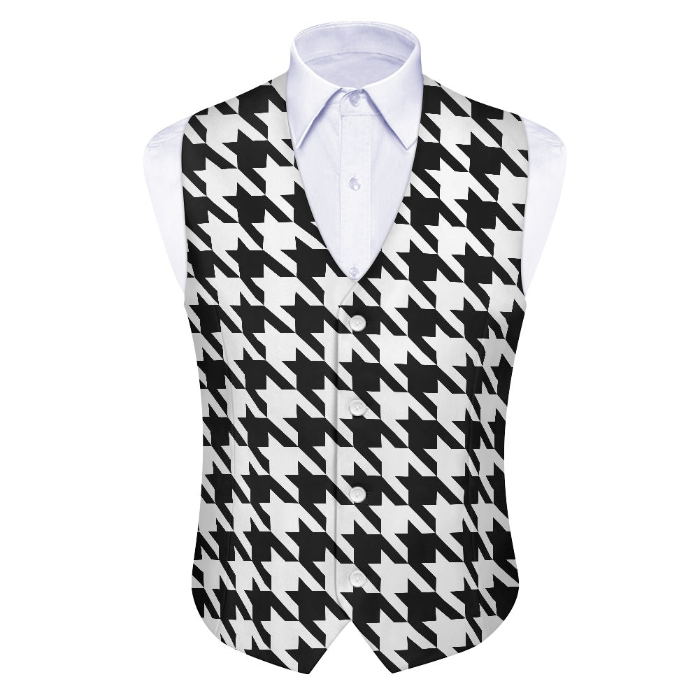 Two Tone Houndstooth Suit vest jacket