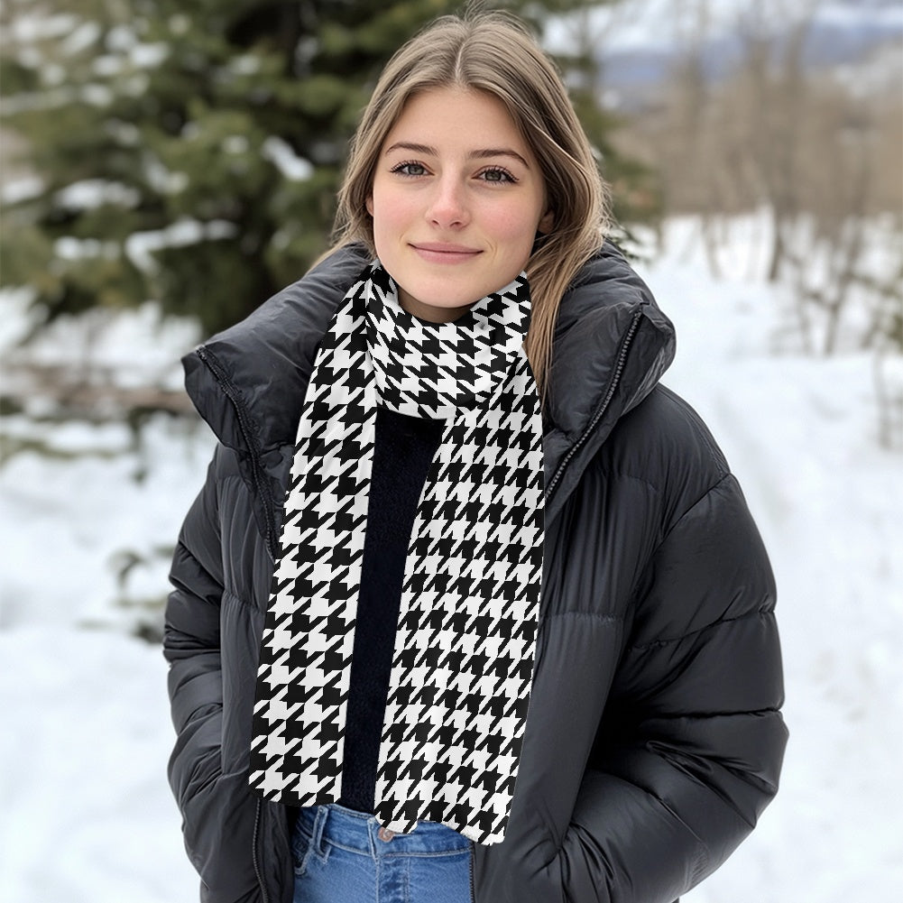 Two Tone Houndstooth Fluffy scarf