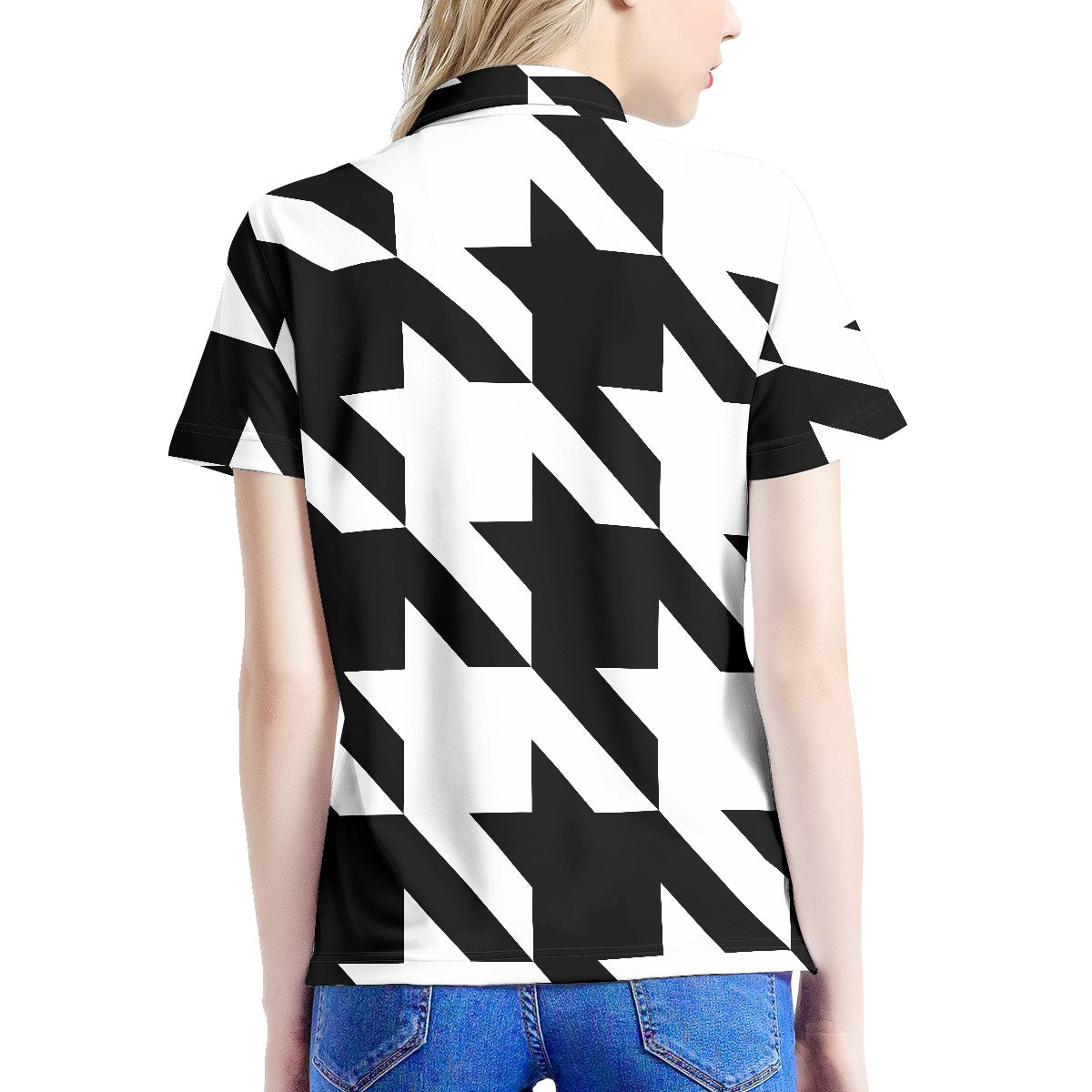 Two Tone Houndstooth Women's Polo Shirt