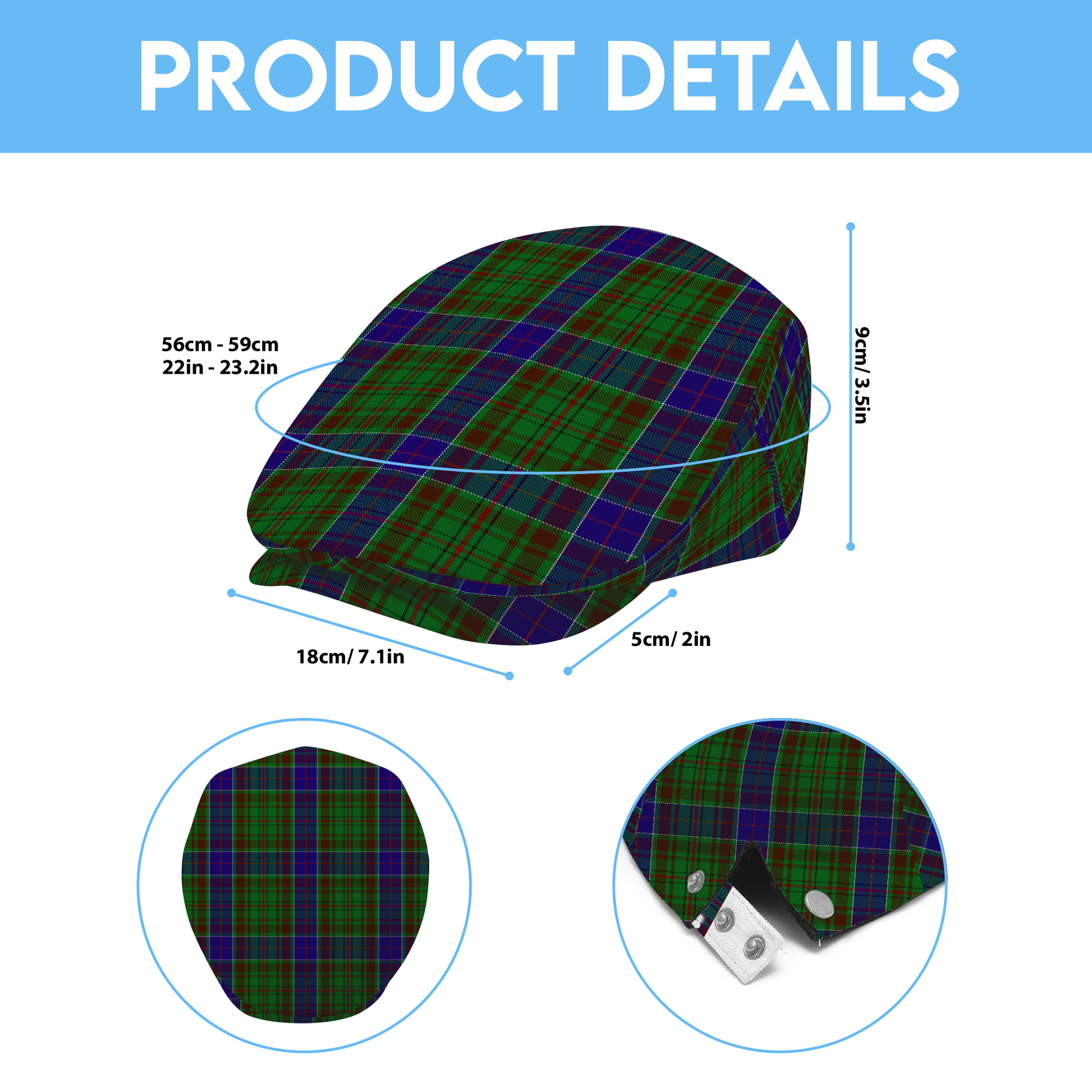Clan Adams Tartan Flat Cap