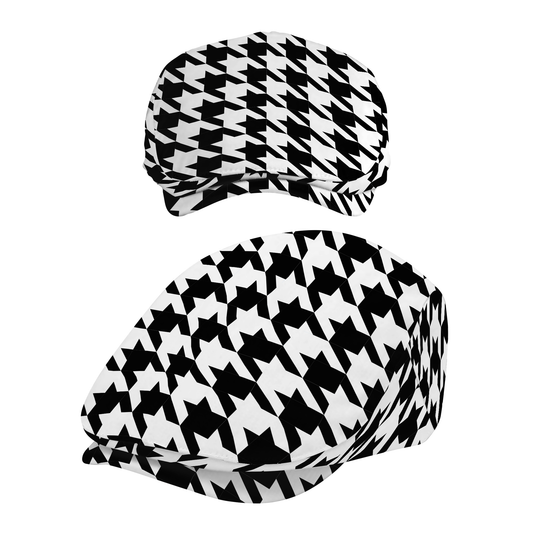 Two Tone Houndstooth (L) Flat Cap