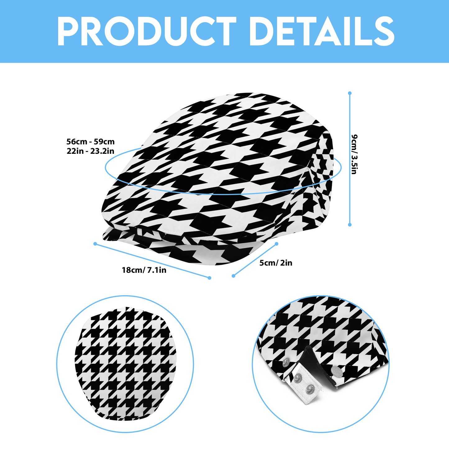 Two Tone Houndstooth (R) Flat Cap