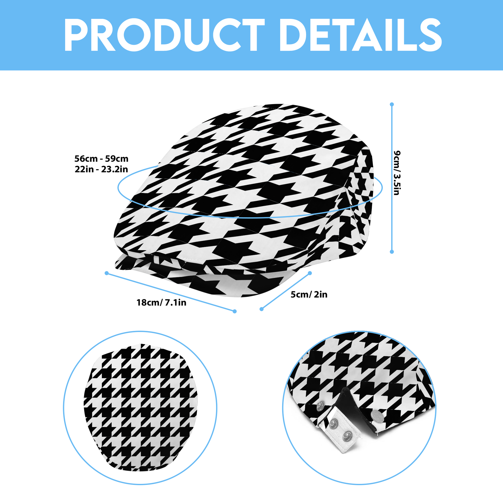 Two Tone Houndstooth (R) Flat Cap