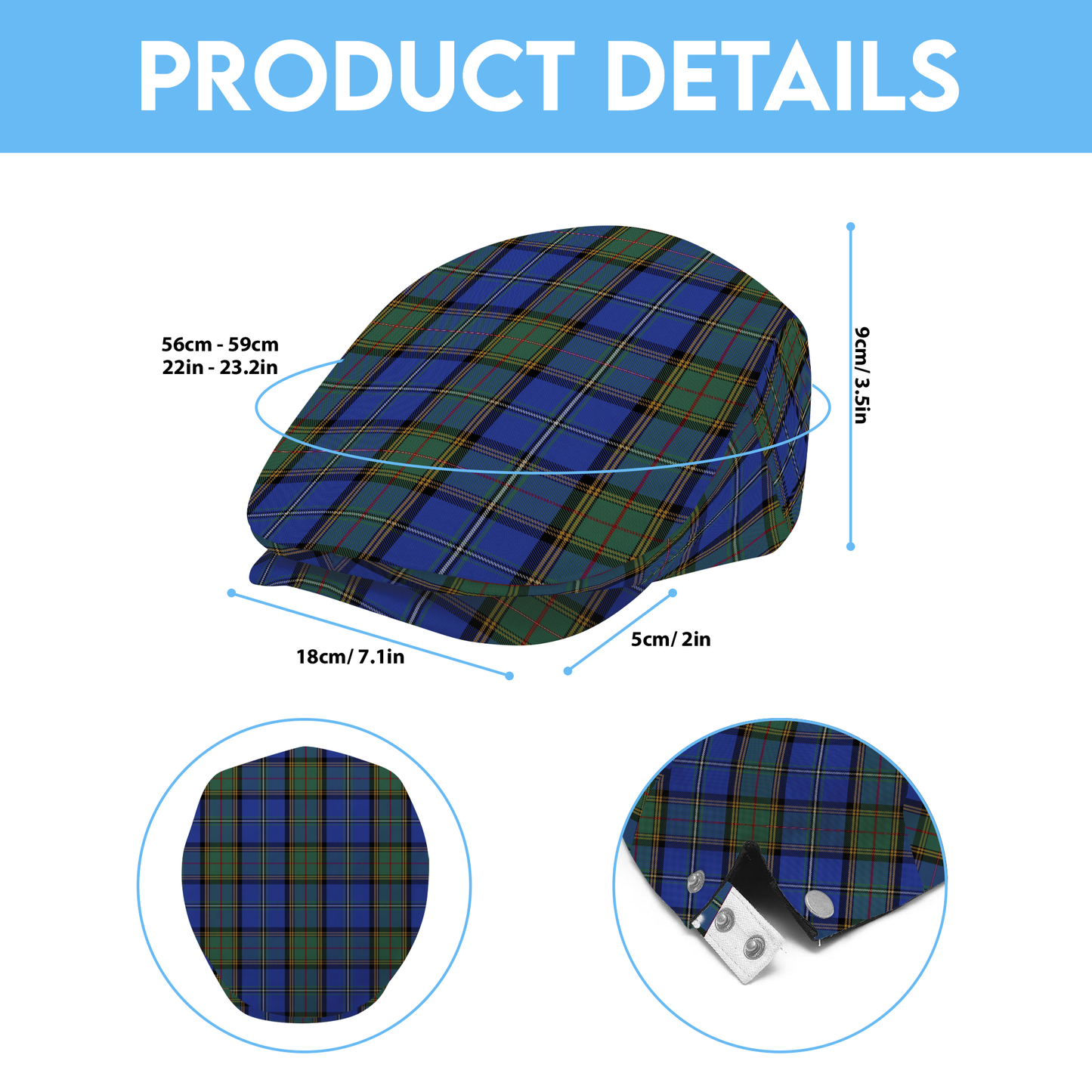 US State - Nebraska Tartan Flat Cap