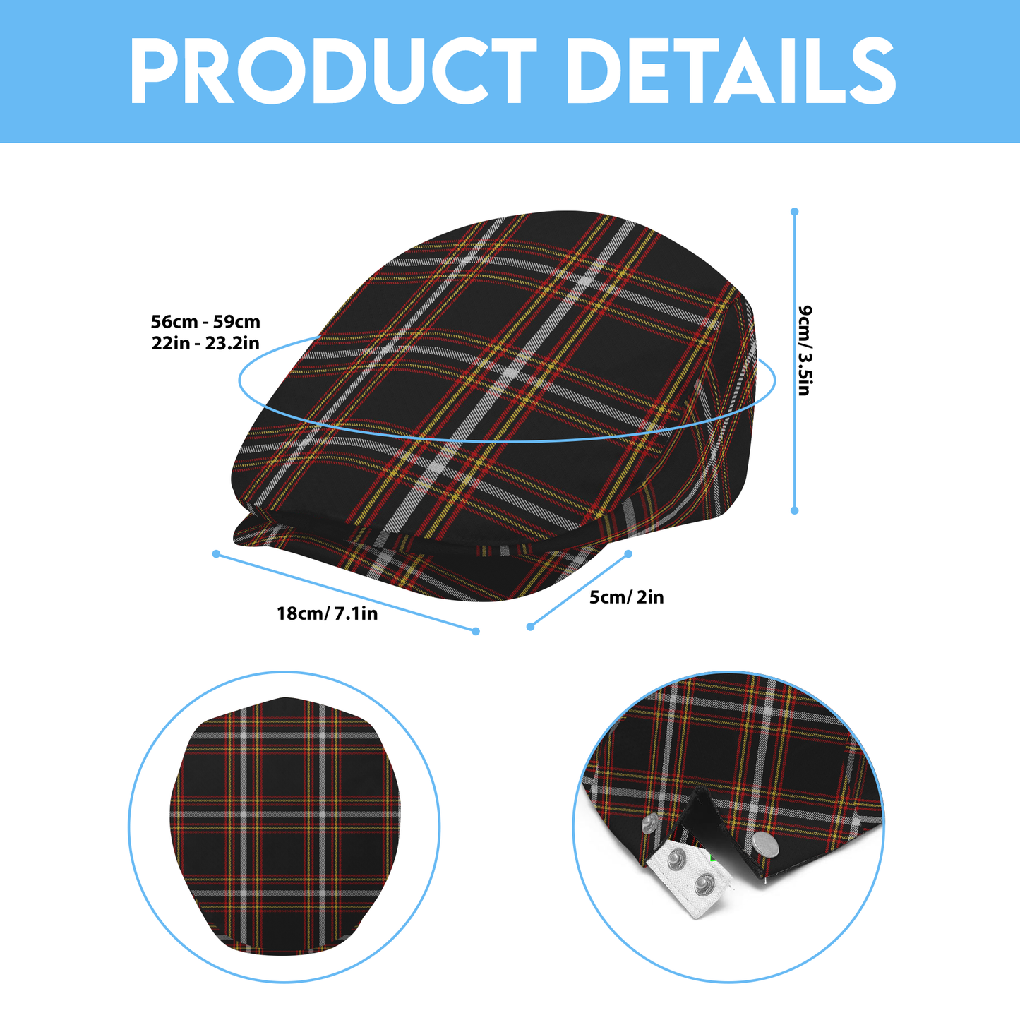 Black Country Tartan Flat Cap