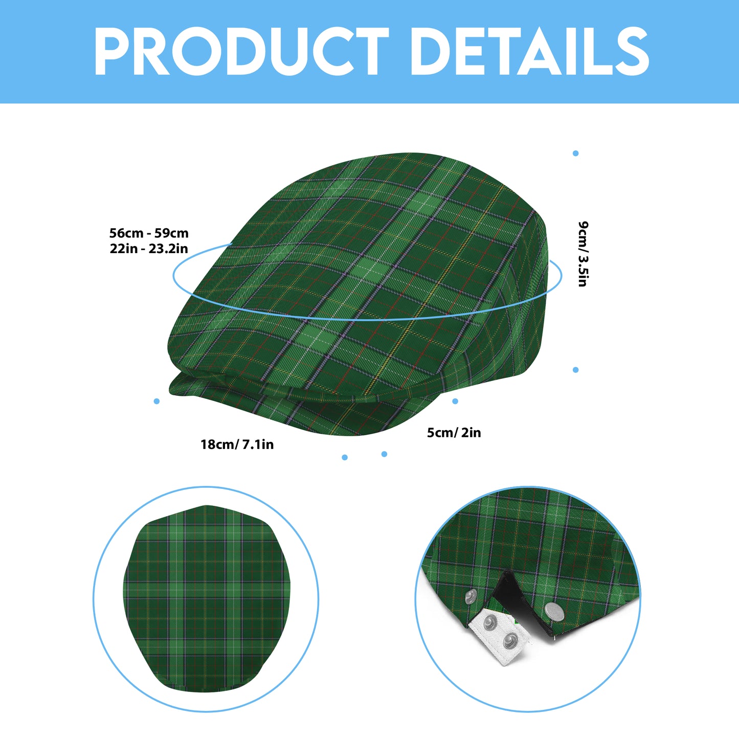 Walsh of Wales Tartan Flat Cap