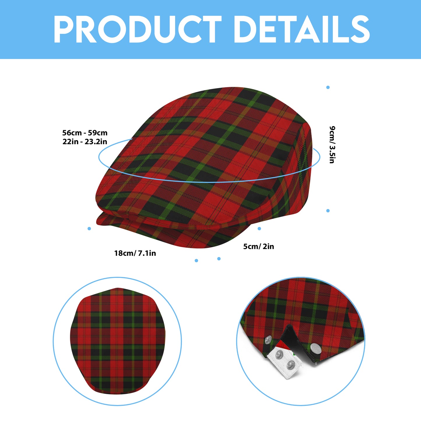 Rosser of Wales Tartan Flat Cap