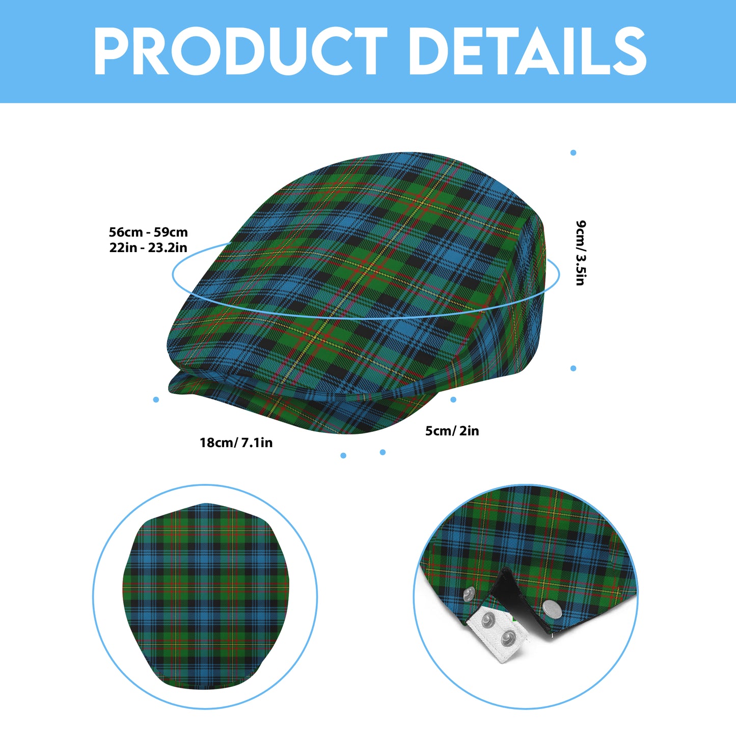 Clan Grant Hunting Tartan Flat Cap