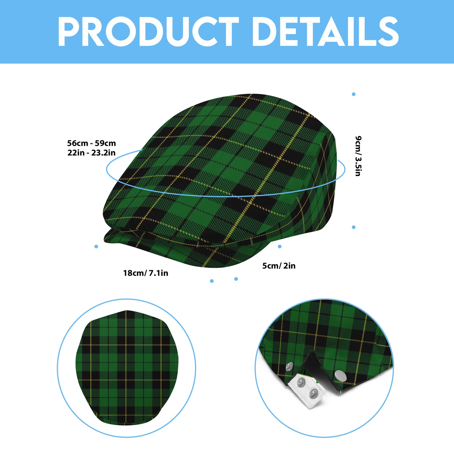 Clan Wallace Hunting Tartan Flat Cap