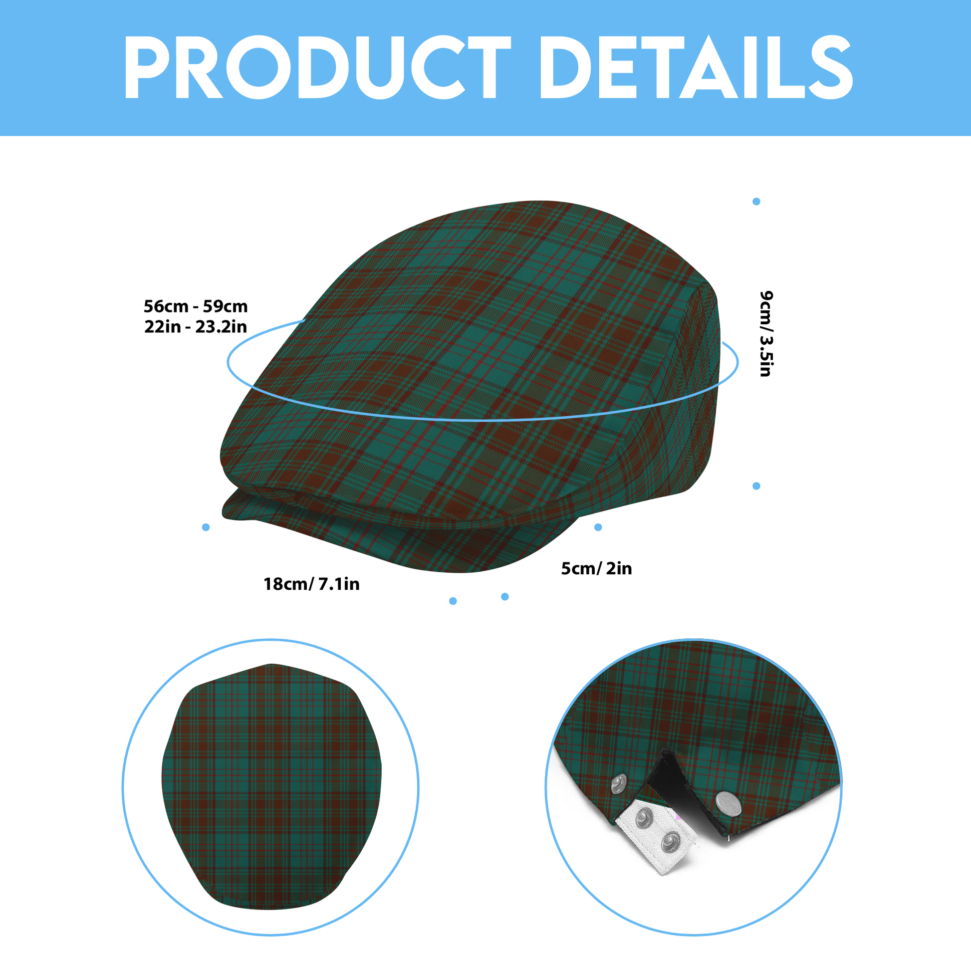Irish County Dublin Tartan Flat Cap