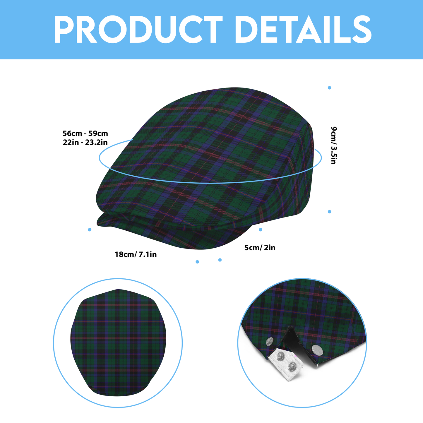 Phillips of Wales Tartan Flat Cap