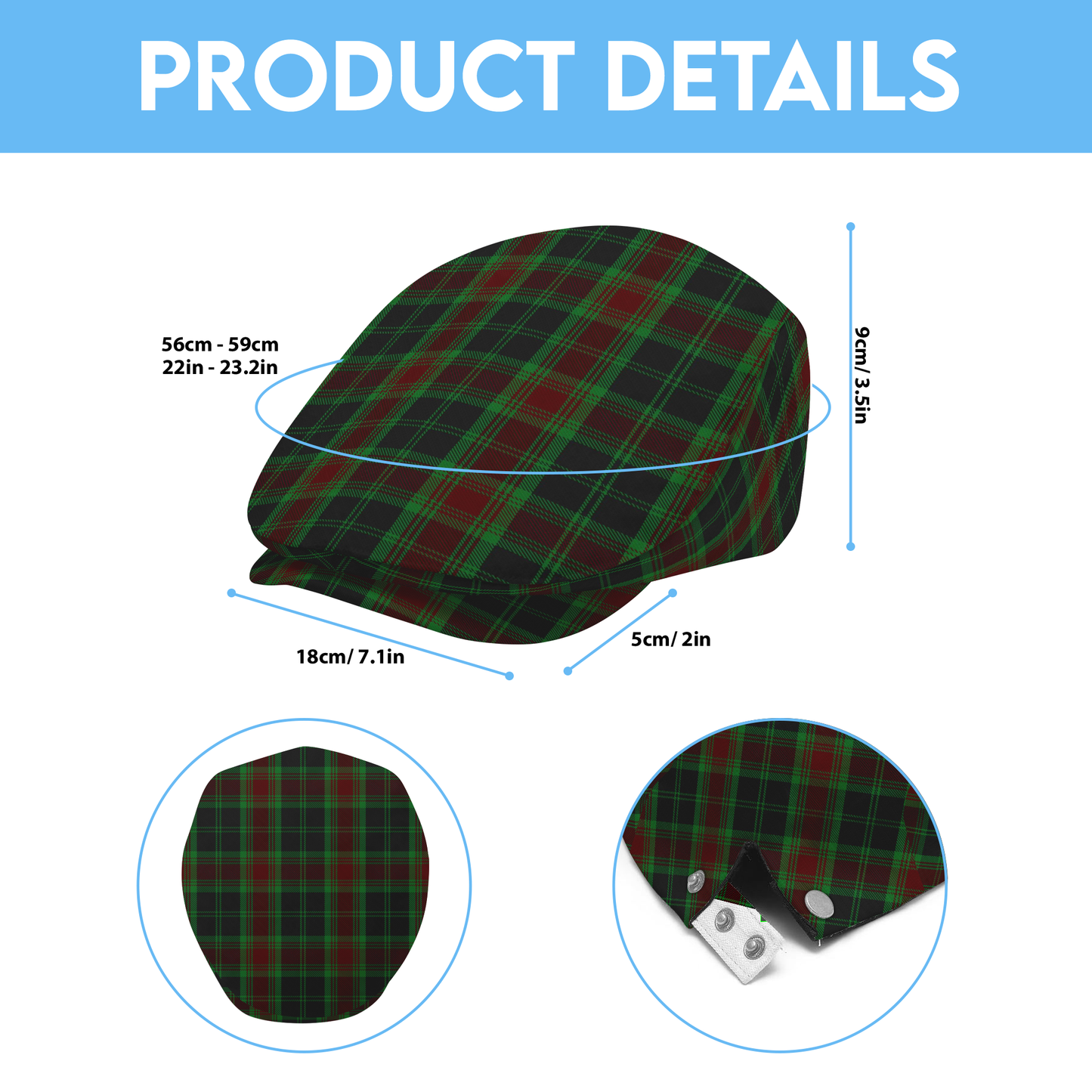 Irish County Carlow Tartan Flat Cap