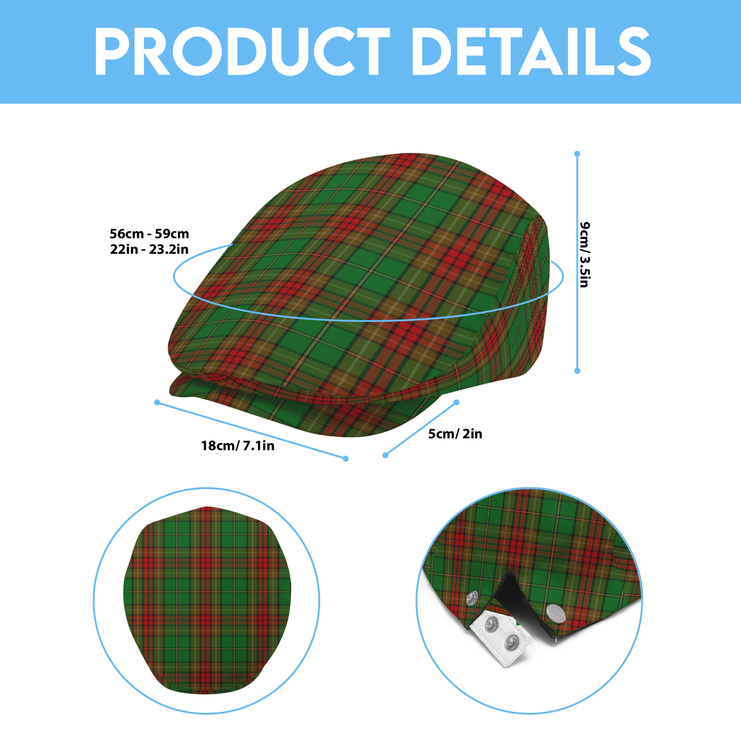 Irish County Cavan Tartan Flat Cap