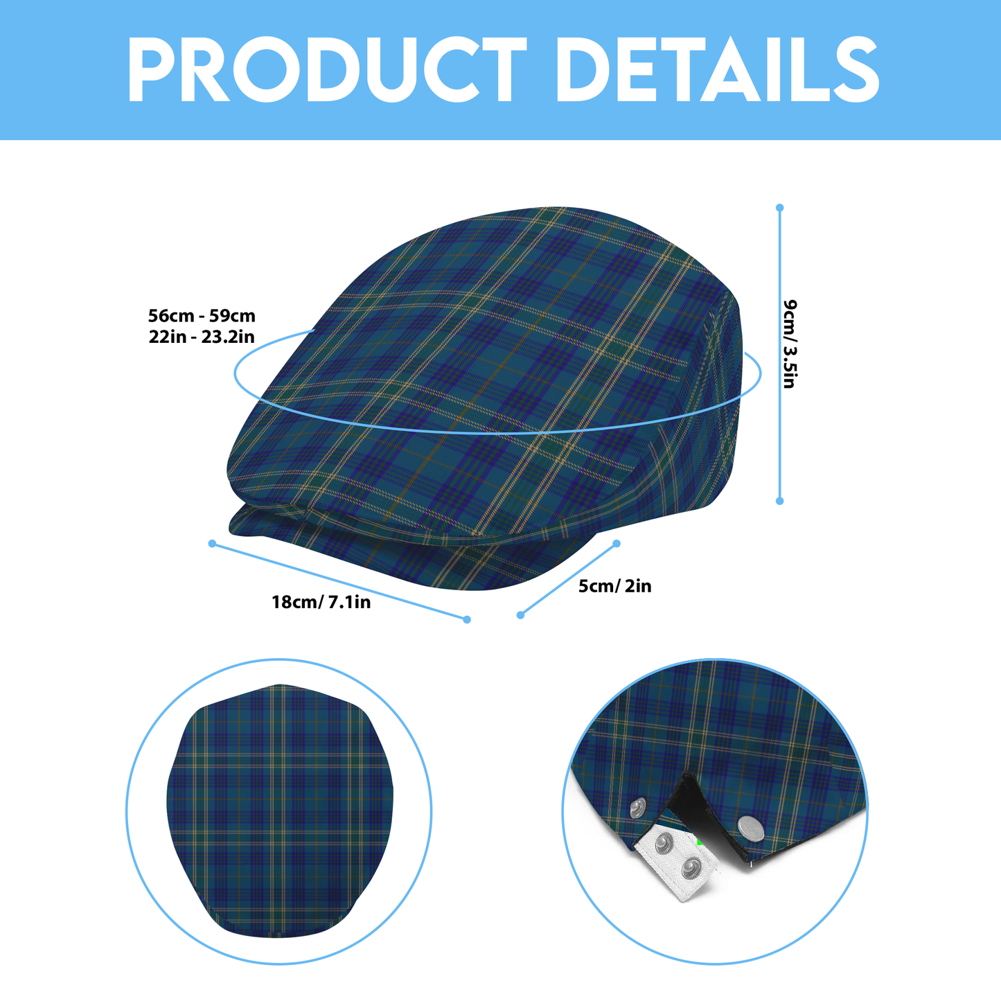 Irish County Fermanagh Tartan Flat Cap