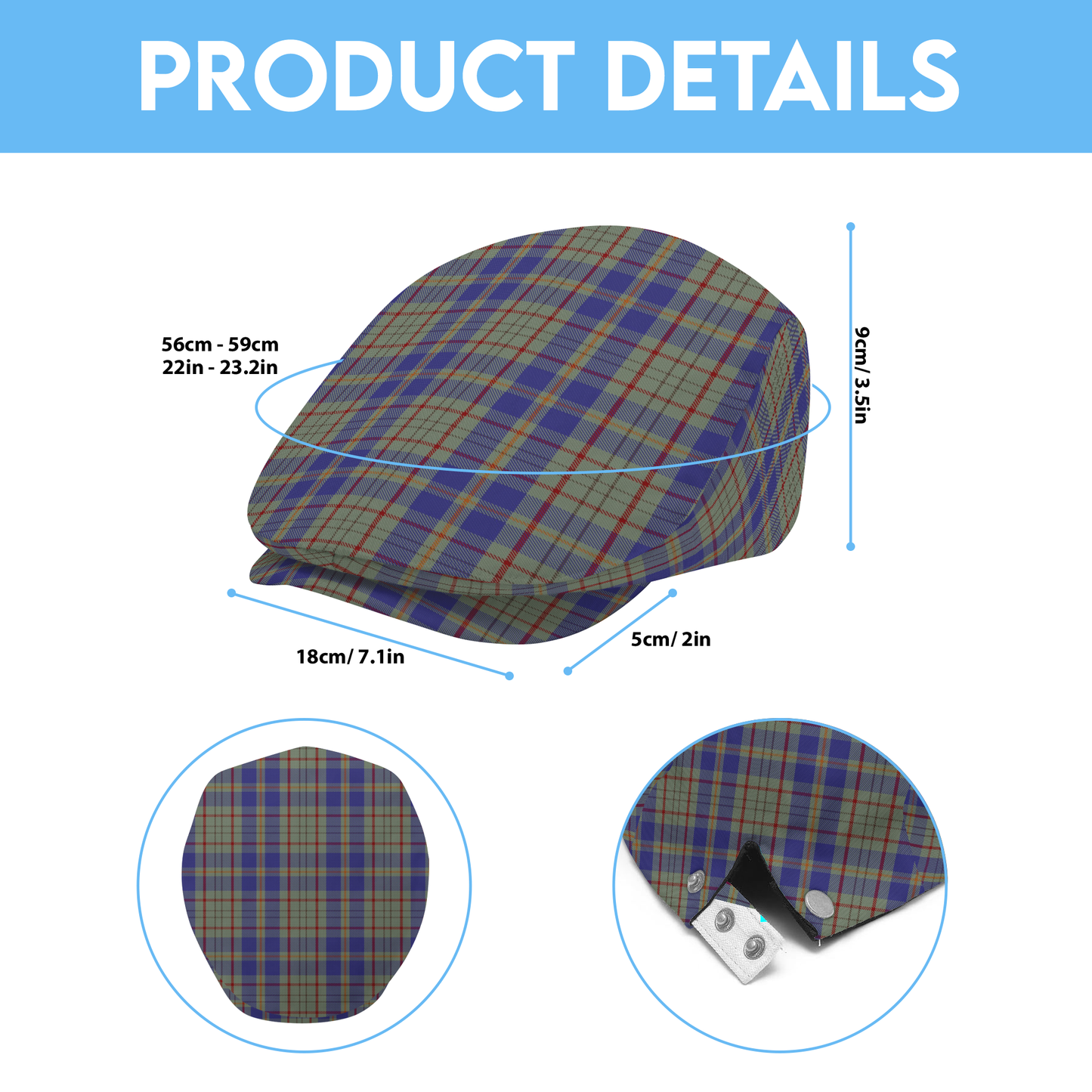 Irish County Kildare Tartan Flat Cap