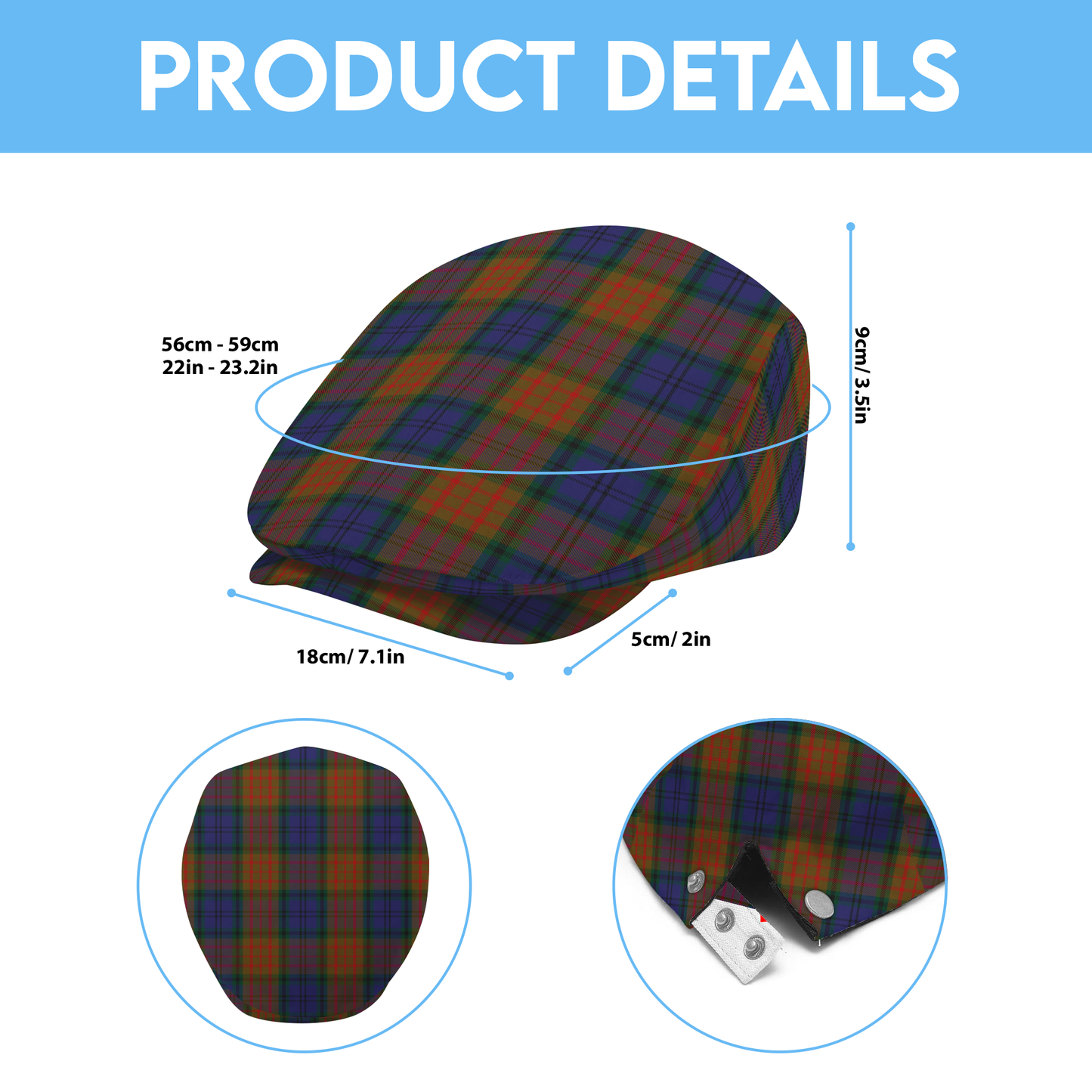 Irish County Longford Tartan Flat Cap