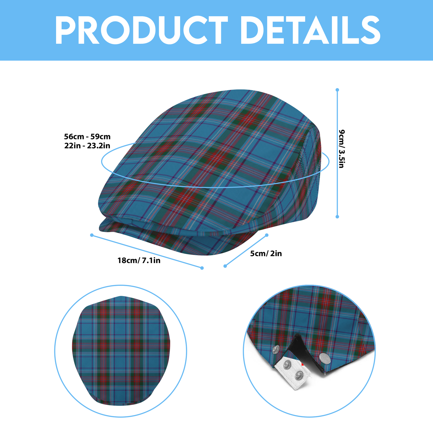 Irish County Louth Tartan Flat Cap