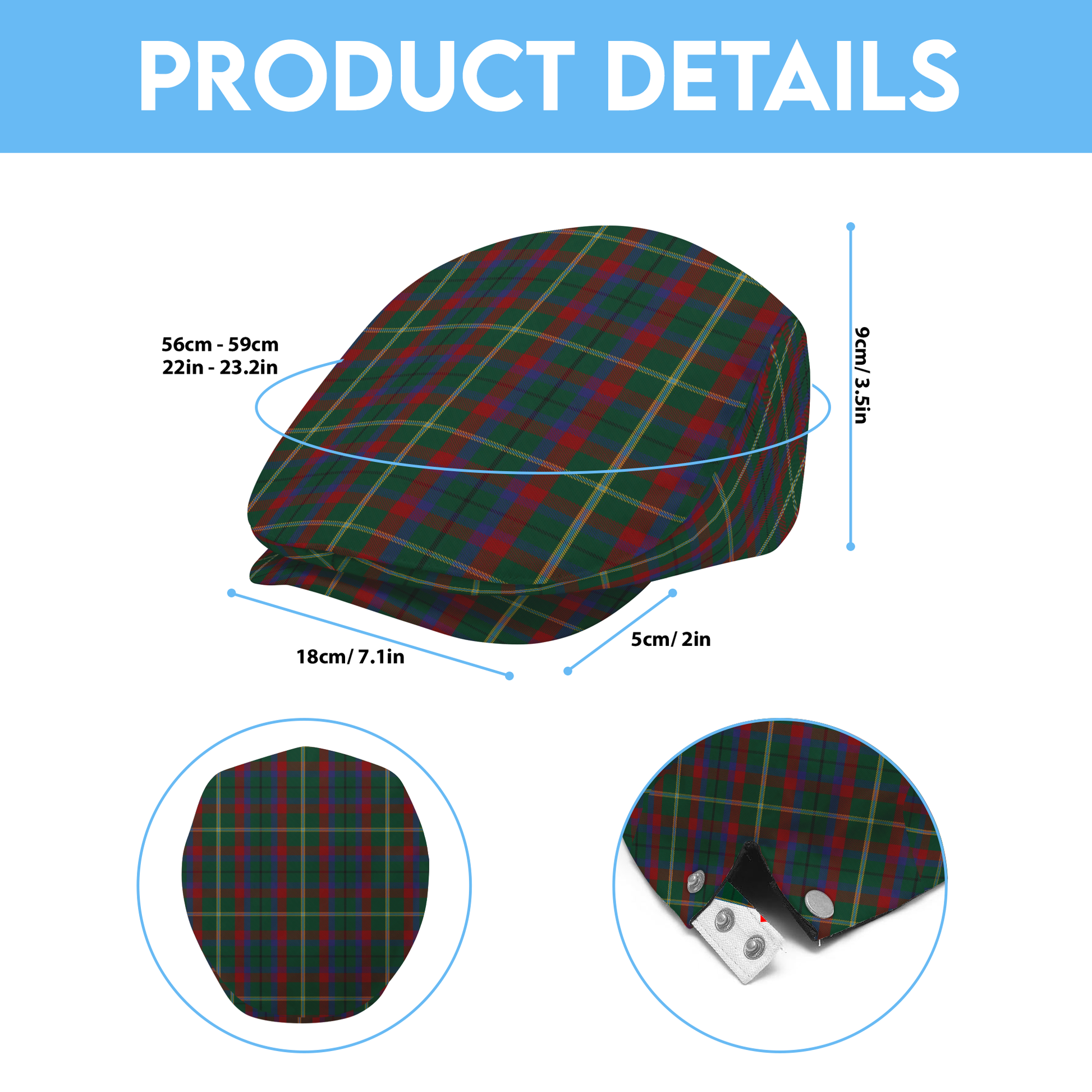 Irish County Mayo Tartan Flat Cap