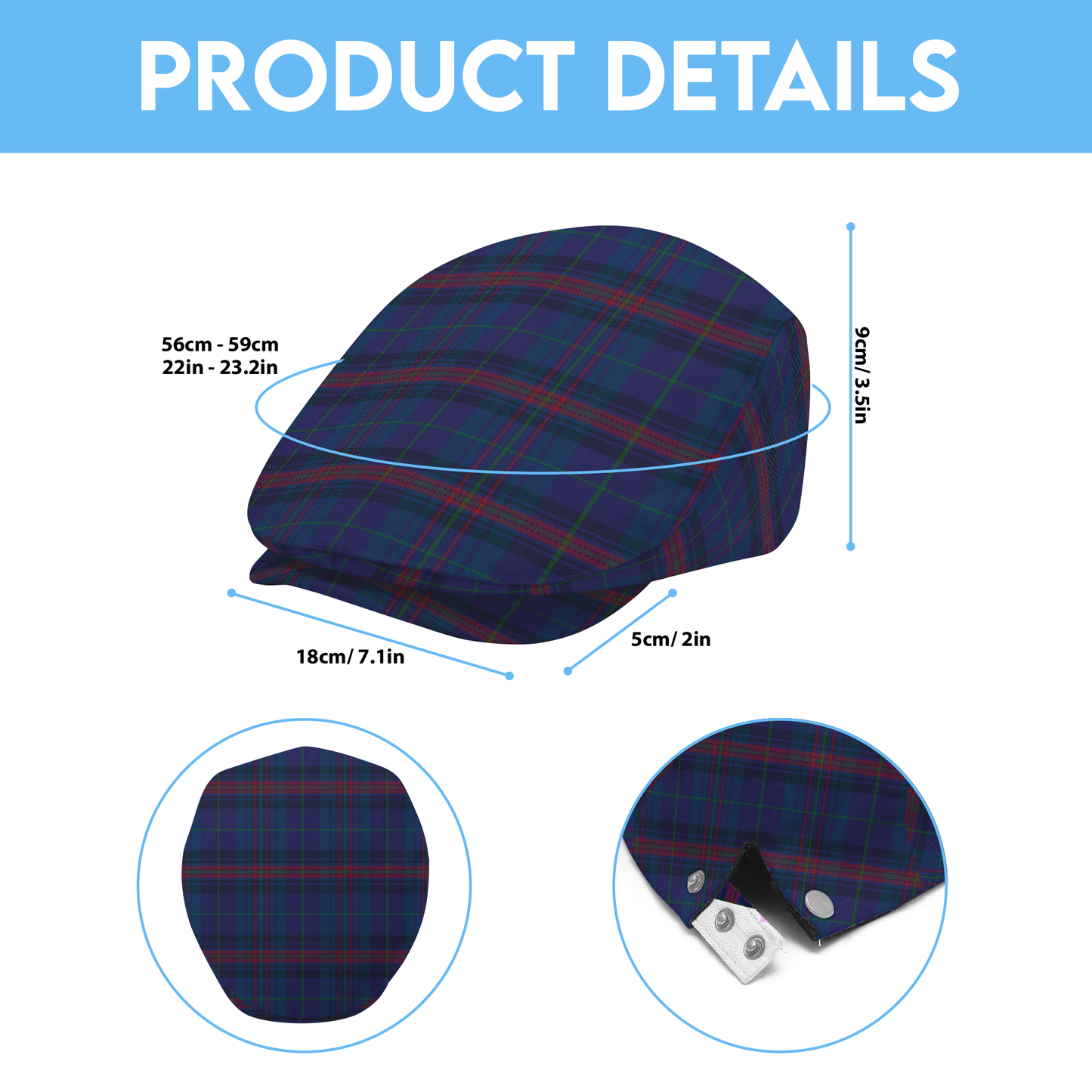 Hughes of Wales Tartan Flat Cap