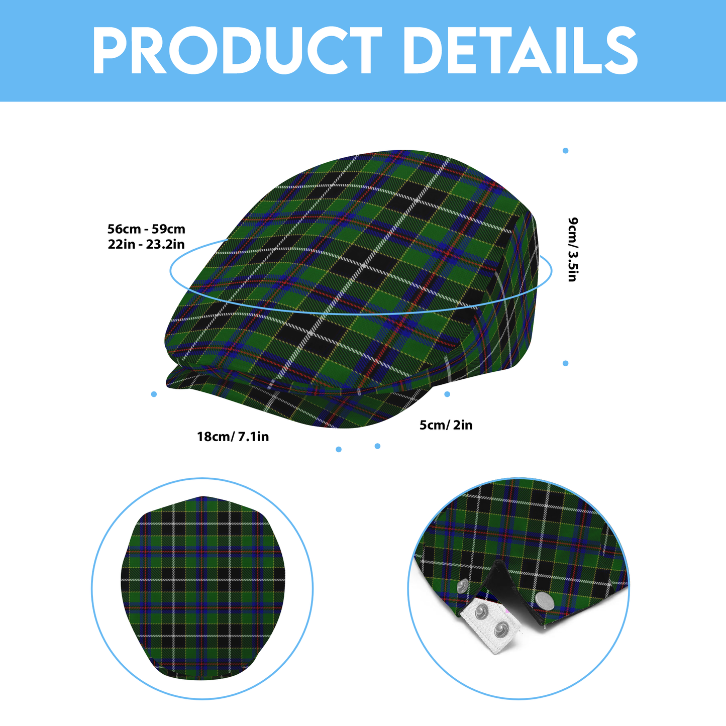 Cornish National Hunting Tartan Flat Cap