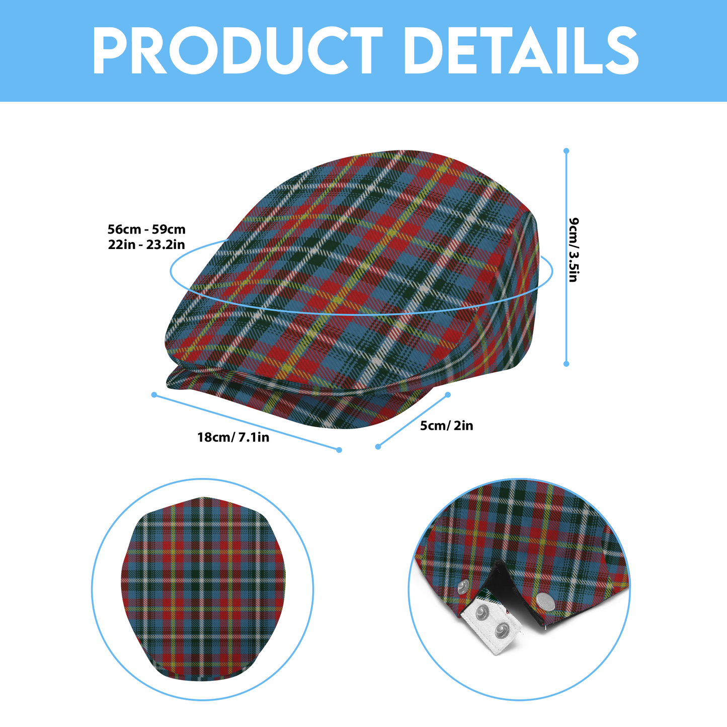 US State - Alaska Tartan Flat Cap