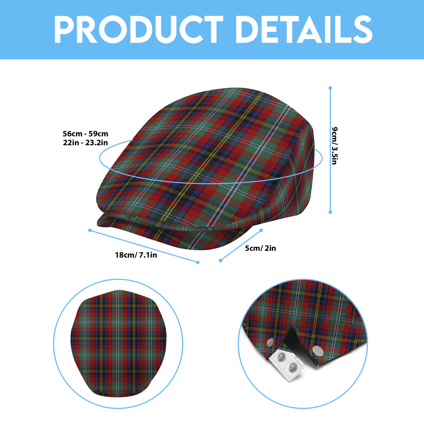 US State - Black Hills Tartan Flat Cap